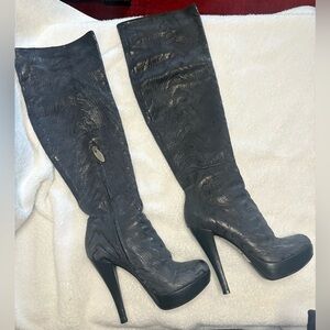 GUC LORIBLU- Over the Knee Suede Blue Heeled Boots. Size 36